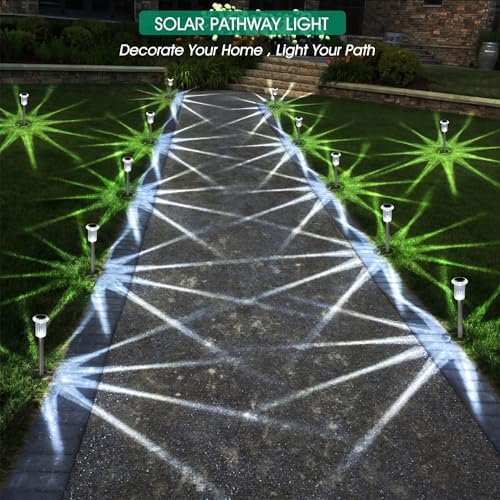 Eyrosa Solar Lights Outdoor, 15 Pack Waterproof Stainless Steel Solar Stake Lights for Pathway Garden Yard Path Walkway Driveway Lawn Patio Outside Decor, Cool White - Image 6