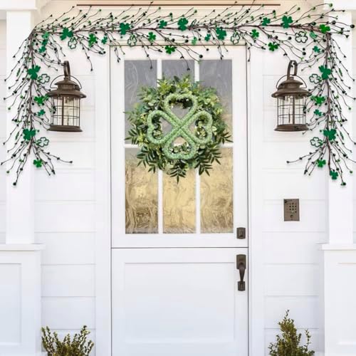 1 Pcs St Patricks Day Garland 5ft, Shamrock Garland, St Patrick's Day with Green Light, St. Patrick's Day Decorations Saint Patricks Irish Decor for Table Mantle Indoor Home - Image 5