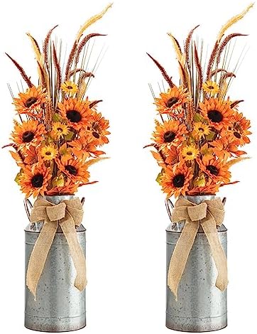 Glitzhome 2 Set Fall Sunflower Leaf Tree, Artificial Potted Porch Tree, Decorative Front Door Orange, 39.75''H by Glitzhome