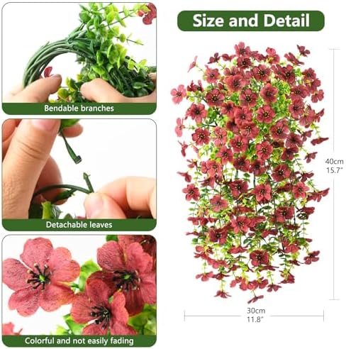 Homsunny Artificial Fake Mums Flowers Plants for Outdoor Decoration Brown - Image 2