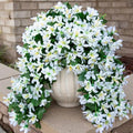 Ivydale Artificial Lily Flowers for Outdoors Fake Hanging Flower Vines for Outside Decoration, UV Resistant 2PCS Faux Plants for Patio Porch Balcony Garden Yard, White by Ivydale