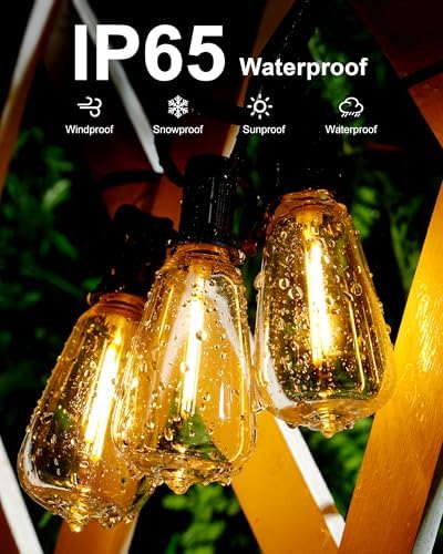 Patio String Lights 50FT LED, IP65 Waterproof ST38 Connectable Dimmable - Image 4