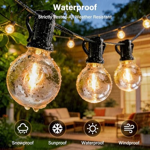 100FT Outdoor String Lights with Remote, Waterproof Connectable Dimmable G40 Patio Lights with 40+2 Shatterproof Edison LED Bulbs Plug in, Hanging Light for Outside Backyard Deck Garage Decor - Image 4