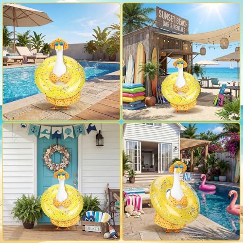 Abbylike Summer Porch Goose Outfits Yellow Bikini Hawaiian Goose Costume Clothes with Swimsuit, Swim Ring, Sun Hat, Sunglasses Fits Large 23'' Cement for Garden Yard Statue Lawn Art Decoration - Image 6