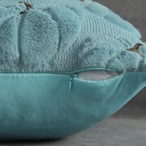Fall Pillow Covers 20x20 Set of 2 Light Blue Pumpkin Decorations for Home - Image 3