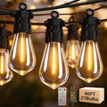 66FT Outdoor String Lights with Remote, 27 Dimmable Shatterproof LED Bulbs, Waterproof Patio & Backyard Lights for Pergola, Deck, Garden, Bistro, Commercial Grade Hanging Lights by Unknown