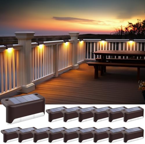 SOLPEX Solar Fence Lights Outdoor, Waterproof LED, 16 Pack Warm White by Solpex