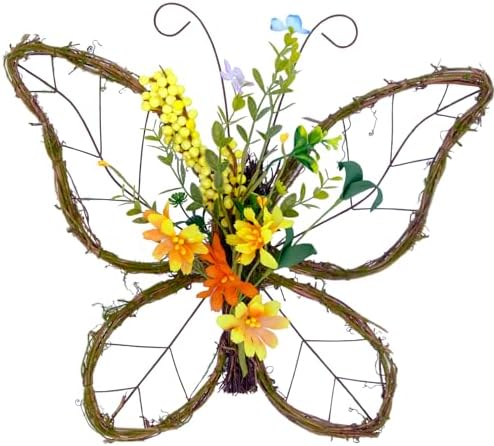 idyllic Butterfly Shaped Wreath with Pastel Berries and Floral Spring Artificial Wreaths for Front Door Decor by idyllic