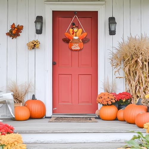 Wood Wreath for Front Door Porch Window Wall Hanging Decor (Thanksgiving) - Image 7