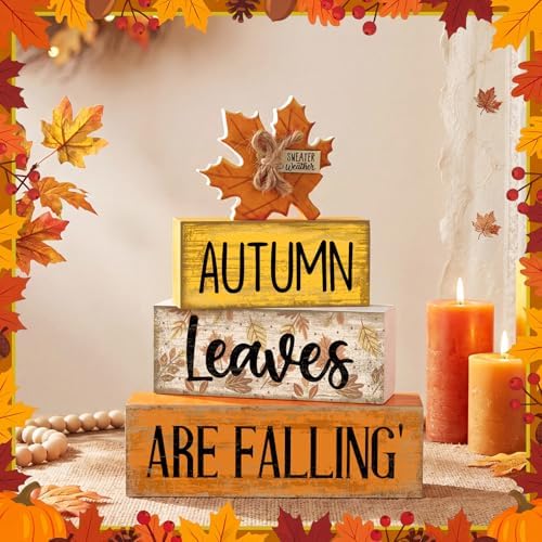 Lineshading 4 Pcs Fall Table Decorations Wooden Autumn Maple Leaf Decor - Image 6