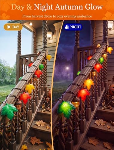 Thanksgiving Maple Leaf Acorn Lights, 12FT 20 LED Fall Thanksgiving Decor - Image 6