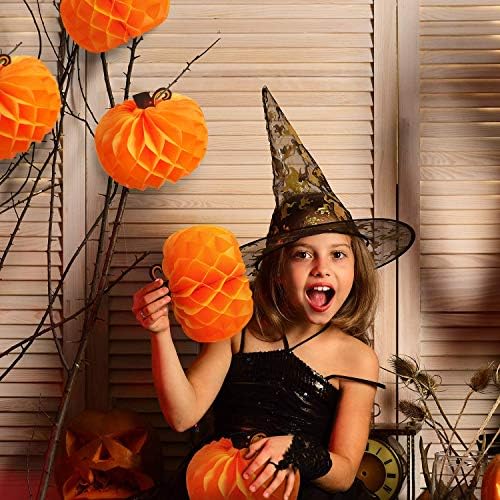JOVITEC 6 Pack Thanksgiving Table Decor Honeycomb Pumpkins 10.2 Inch Paper Fall Hanging Pumpkin Decorations 3D Tissue Centerpieces for Halloween Birthday Wedding Party Supplies - Image 6