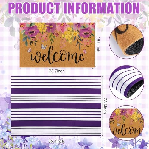 Tinideya 2 23.6 X 35.4 Inches Purple Flowers Purple and White - Image 2