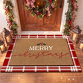 Drydiet 2 Pcs Christmas Doormat, Merry Christmas Plaid Front Door Rug by Drydiet