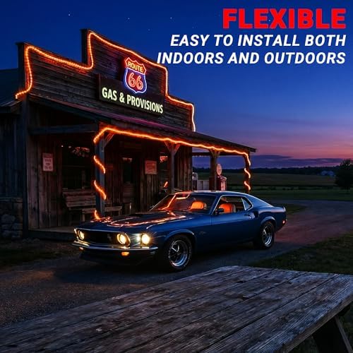 50ft Rope Lights For Outside, Connectable & Flexible Tube Lights with 8 Modes Controller,Waterproof Orange LED Rope Lighting for Deck,Garden,Pool,Patio,Bedroom,Party,Indoor & Outdoor Landscape Light - Image 6