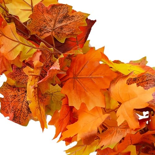 Fall Garland Maple Leaf Garland, 6 Ft/Piece, 3 Piece, Artificial Maple Leaves Hanging Vine, Thanksgiving Decor (3) - Image 2