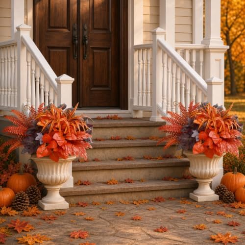 Fall Artificial Plants Faux Greenery for Outdoor Porch Planter Decoration - Image 6