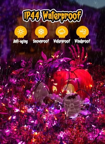 Outdoor Halloween Lights, 39Feet 100 LED Mini Lights with 8 Lighting Modes, Connectable Halloween String Light Plug in for Garden Patio Party Haunted House Ghost Holiday Decoration, Orange & Purple - Image 3