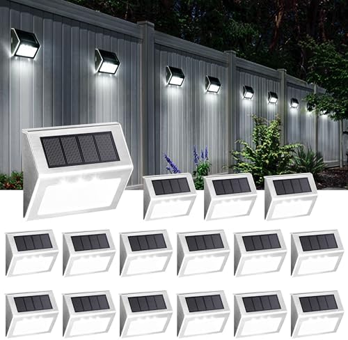 SOLPEX Solar Step Lights, 16 Pack, Waterproof 4 LEDs, Cold White by Solpex