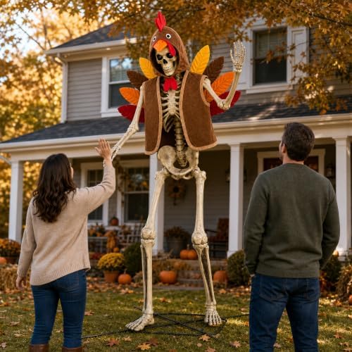 2 Pcs Turkey Outfit for 12 Ft Skeleton Thanksgiving Yard Accessories - Image 2