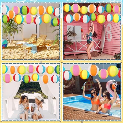 22PCS Beach Ball Paper Lanterns Bulk Pool Summer Luau Hawaiian Tropical Hanging Party Decorations Indoor Outdoor - Image 2