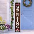 Hello Spring Wooden Porch Sign 47" Tulip Large Welcome Sign Vertical Indoor Outdoor Standing Sign For Garden Home Yard Farmhouse by Unknown