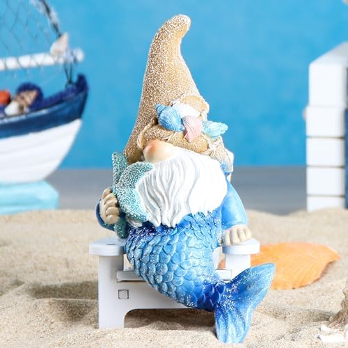 Mermaid Garden gnome Statue Outdoor Decor, Beach Decor for Outside Indoor by Leekung