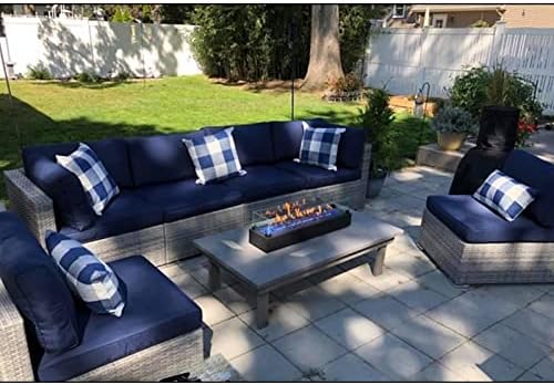 VAKADO 22x22 inch Set of 2 Navy Blue White Buffalo Plaids Throw Pillow Covers Outdoor Farmhouse Retro Decorative Check Cushion Cases Home Decor for Couch Patio Porch Sofa Furniture, Dark Blue - Image 4