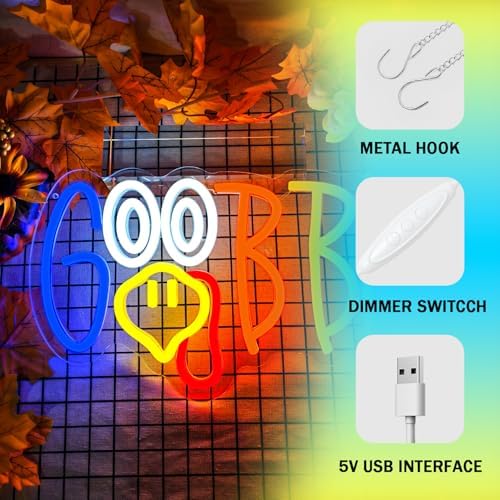 Turkey Neon Sign Thanksgiving Neon Sign for Wall Decor Dimmable Turkey LED Lights Gobble Neon Light Up Sign for Door Wall Art Window Home Party - Image 4