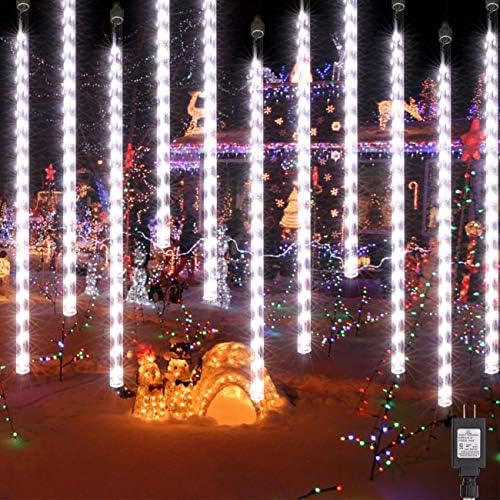 AWQ 16.9 Inch 10 Tubes Meteor Shower Lights Outdoor Christmas Lights White by AWQ
