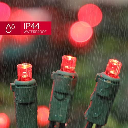 LAMPHOME Red Valentines Day Decor Lights Green Wire, 21.6ft 100 LED Red Christmas String Fairy Lights Outdoor Indoor Plug in for Room Party Tree Valentines Day Bedroom Galentine's Day Decorations - Image 3