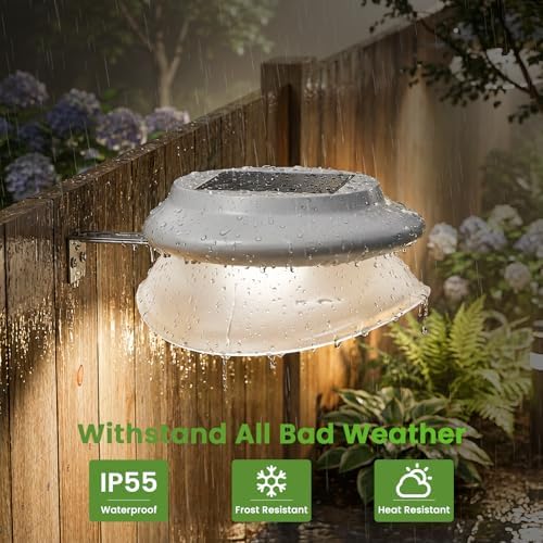 JSOT Solar Deck Lights Perfect for Fence, Deck Rail, Wall Décor-Cool White 6P-White - Image 3