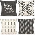 YCOLL Pillow Covers 16x16 Set of 4, Modern Sofa Throw Pillow Cover, Decorative Outdoor Linen Fabric Pillow Case for Couch Bed Car, Rustic Gray by PillowCoversExpert