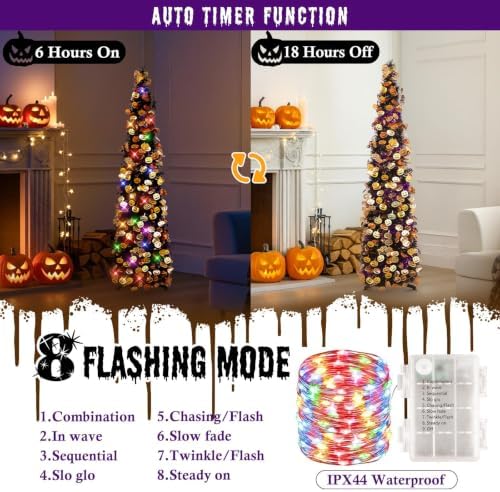 N&T NIETING Halloween Tree Decorations with Lights, 5FT, Black Purple - Image 5