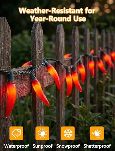 35 LED 13.6Ft Red Chili Pepper Christmas Lights, Camping String Lights - Image 3