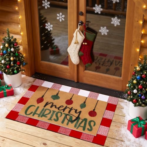 Tinideya 2 Pcs Christmas Layered Doormat Set, Merry Christmas Ornaments - Image 5
