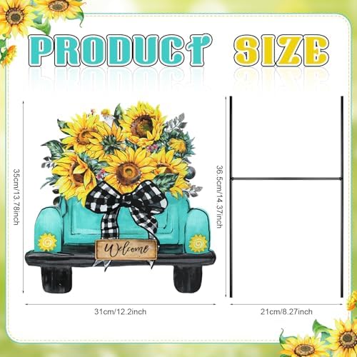 Weysat Sunflowers Yard Sign 13.7 Inch Sunflowers Metal Decoration Outdoor Summer Decoration for Home Outdoor Summer Truck Yard Decor with Stakes Waterproof for Garden Patio Lawn Party Walkway Decor - Image 3