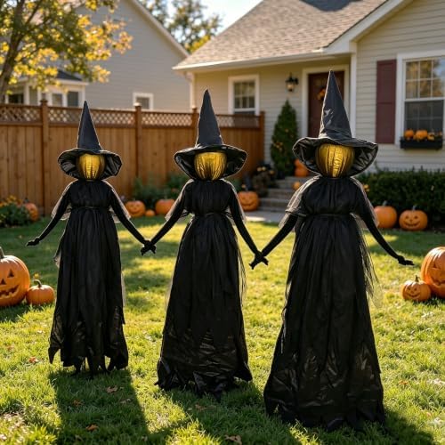 DR.DUDU Halloween Decorations Outdoor 4.6 FT Light Up Witch Stakes Set of 3 by DRDUDU