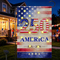 12 x 18 Inch 4th of July Garden Flag, Lighted 250th Anniversary Patriotic Yard Flag with Solar LED Lights, Double Sided Red White Blue Outdoor Decorations for Lawn Porch Garden by GCCL