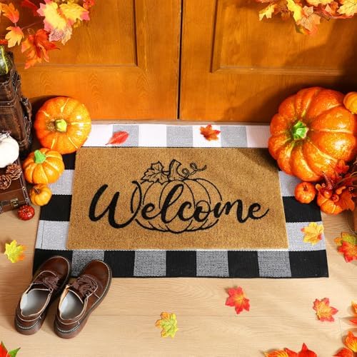 Duraaamo 2 Pcs Fall Welcome Doormat Outdoor Pumpkin Door Mats, Non Slip - Image 5