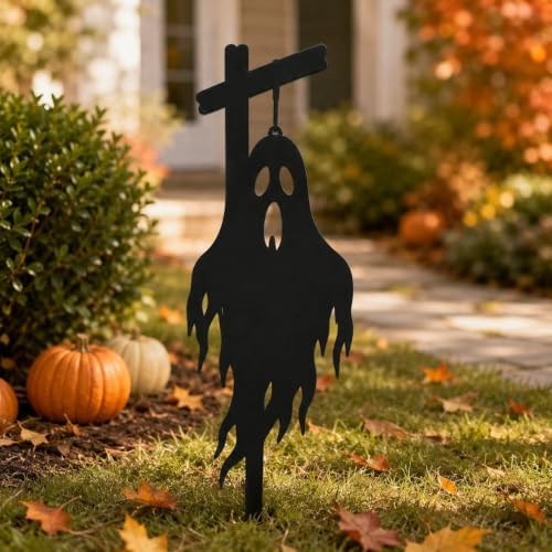 Set of 3 Halloween Scarecrow Ghost Raven Garden Stakes, 12 Inch Yard Art Sculpture, Outdoor Lawn Ornament for Patio, Porch, Backyard Decor (Black) - Image 5