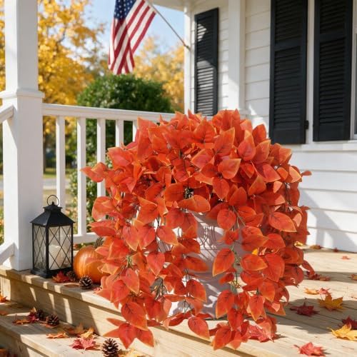 Fake Plants Artificial Hanging Plants for Outdoors Outside Fall Autumn Decor, 2 PCS Faux Coleus Artificial Greenery UV Resistant Look Real Long Trailing Vines for Front Door Porch Patio Planter Indoor - Image 2