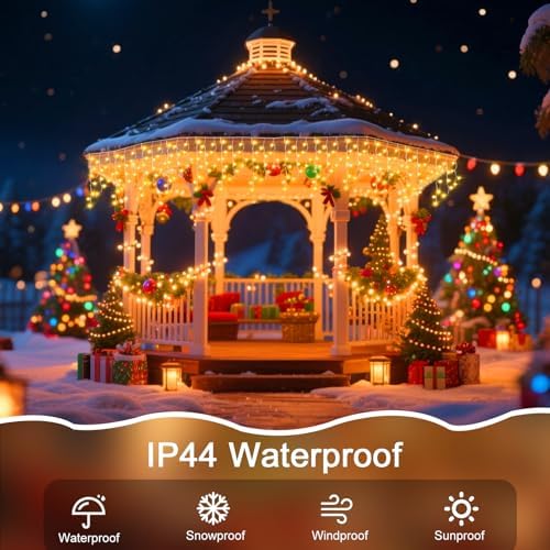 66 Ft Ice Lights for Outside, 640 LED Christmas Lights Outdoor Plug in, Christmas String Lights with 11 Modes & Timer for Holiday, Party, Wedding, House, Patio, Outdoor Decorations - Image 5