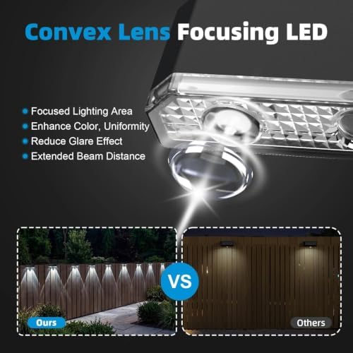 Peasur 6 Pack Solar Fence Lights Outdoor, Railing Light Solar Powered, IP65 Waterproof Led Deck Solar Lights for Outside Backyard Balcony Porch, Cool White - Image 2