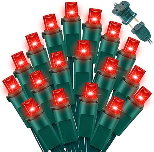 LAMPHOME Red Valentines Day Decor Lights Green Wire, 21.6ft 100 LED Red Christmas String Fairy Lights Outdoor Indoor Plug in for Room Party Tree Valentines Day Bedroom Galentine's Day Decorations by ULL