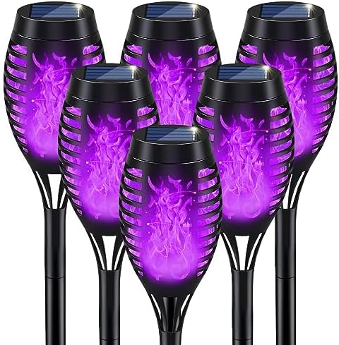 Halloween Decorations Outdoor Flickering Flame Purple Halloween Solar Light by IkeeRuic