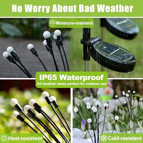 Flumy Solar Garden Lights Outdoor - 6 Pack 48 LED Firefly Lights Waterproof, Garden Decorations for Yard Patio Pathway Lawn Outside, Unique Gifts for Grandma Women, Solar Decor Warm White - Image 3