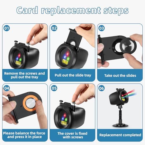 Outdoor Laser Projector Lights, RGB Firefly Light Show for Backyard Parties & Gatherings, IP65 Waterproof, 270° Adjustable, 10 Color Modes + 3 Changeable Holiday Cards(Halloween/Snowflake/Christmas) - Image 6