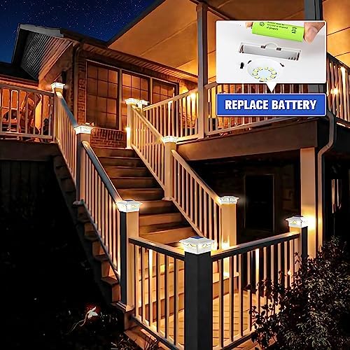 VOLISUN 12Pack Solar Post Cap Lights, 2 Color Modes Deck Lights, White - Image 6