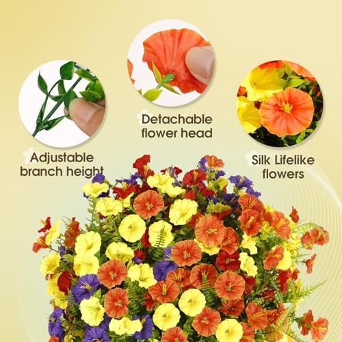 Artificial Morning Glory UV Resistant Outside 36 pcs 4 Colors Garden Artificial Flowers Outdoors, Realistic Faux Silk Morning Glory Fake Morning Glory Plants for Porch Planters Window Wedding Decor - Image 6